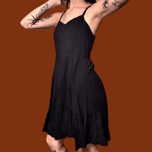 Black Midi Dress With Ruffle Skirt